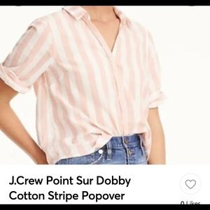 JCrew Point Sur Dobby Cotton Stripe Popover Shirt